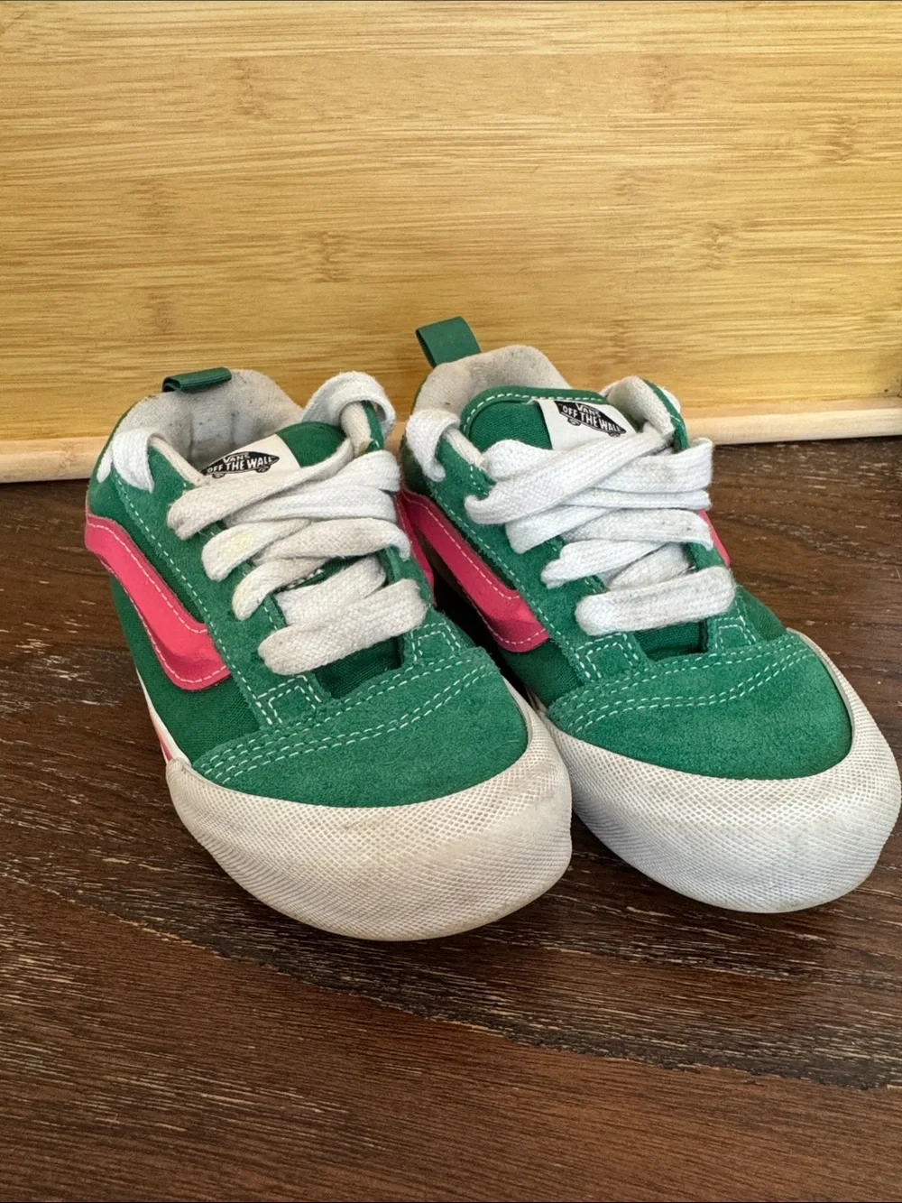 Vans Knu Skool Kids Green & Pink Suede Low-Top Sneakers